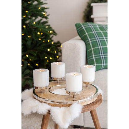 Adventskranz Jale (Ø 36 cm), Mangohout met roestvrijstalen rand
