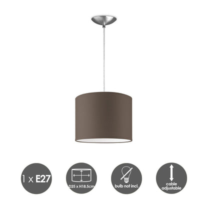 hanglamp Bling met lampenkap, E27, taupe, 25cm