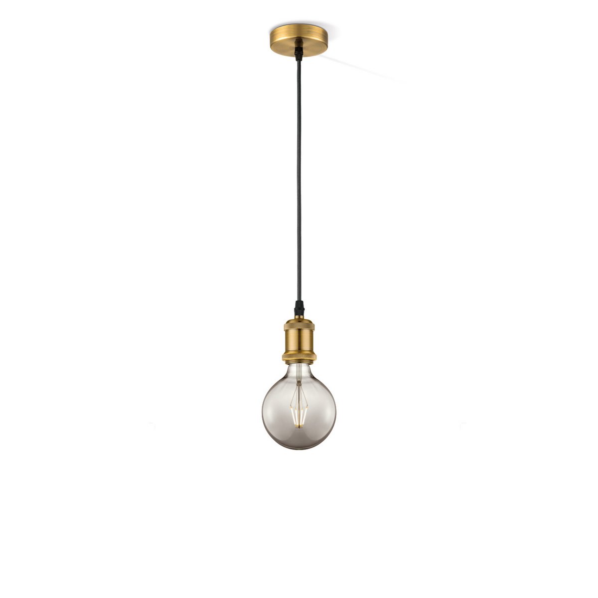 hanglamp brons vintage - G95 - dimbaar E27 rook