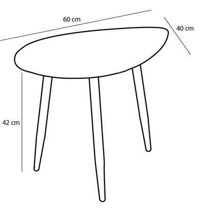 Bijzettafel - Set van 2 - L80 x B60 x H47 cm - Metaal - Zwart