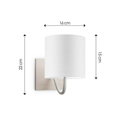 Wandlamp - Beach inclusief Lampenkap E27 wit 16x15cm