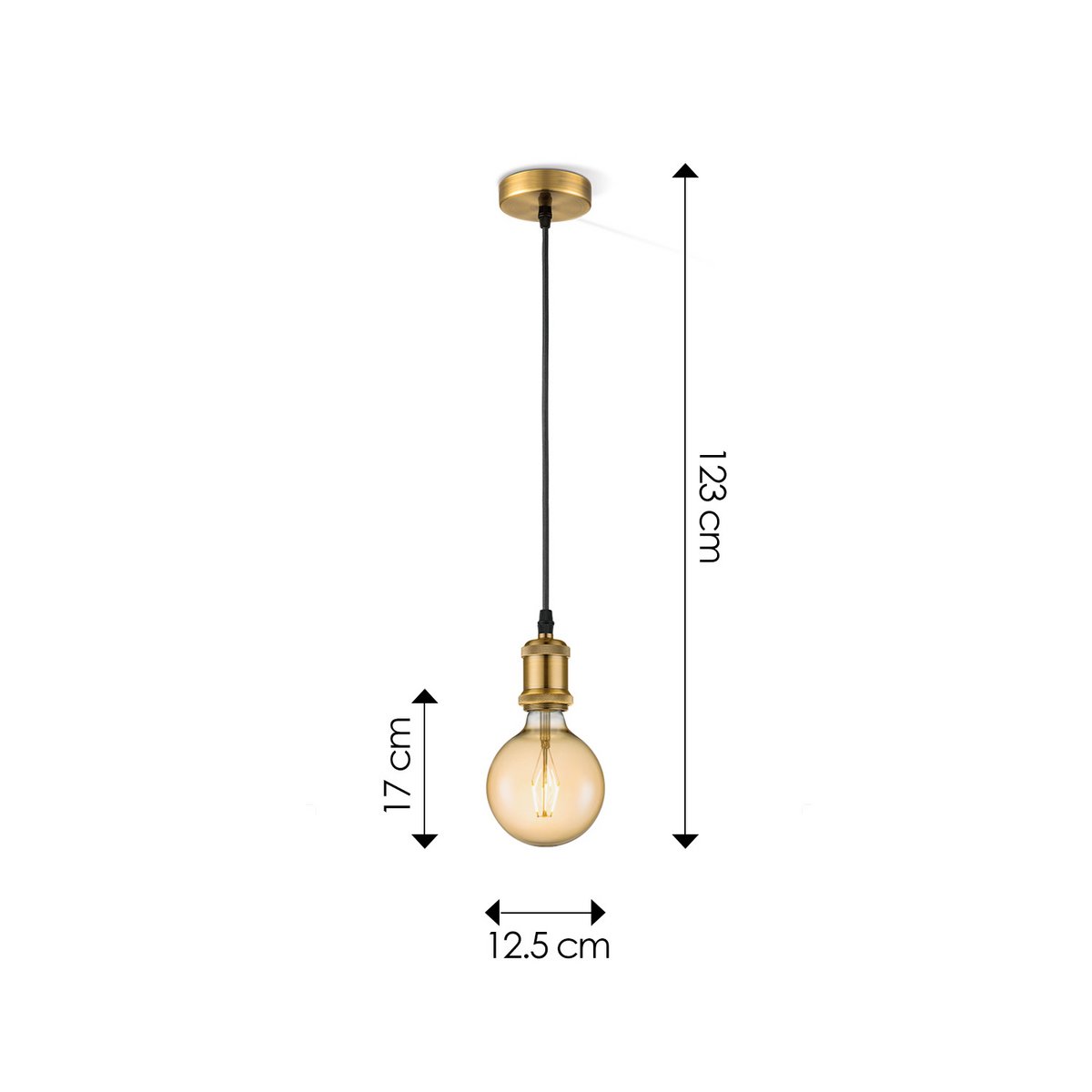 hanglamp brons vintage - G180 - dimbaar E27 amber