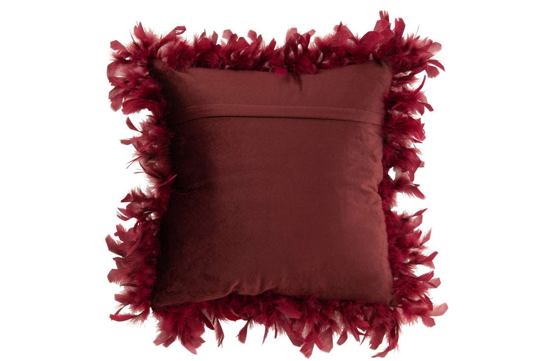 J-Line Kussen Pluimen Polyester Bordeaux