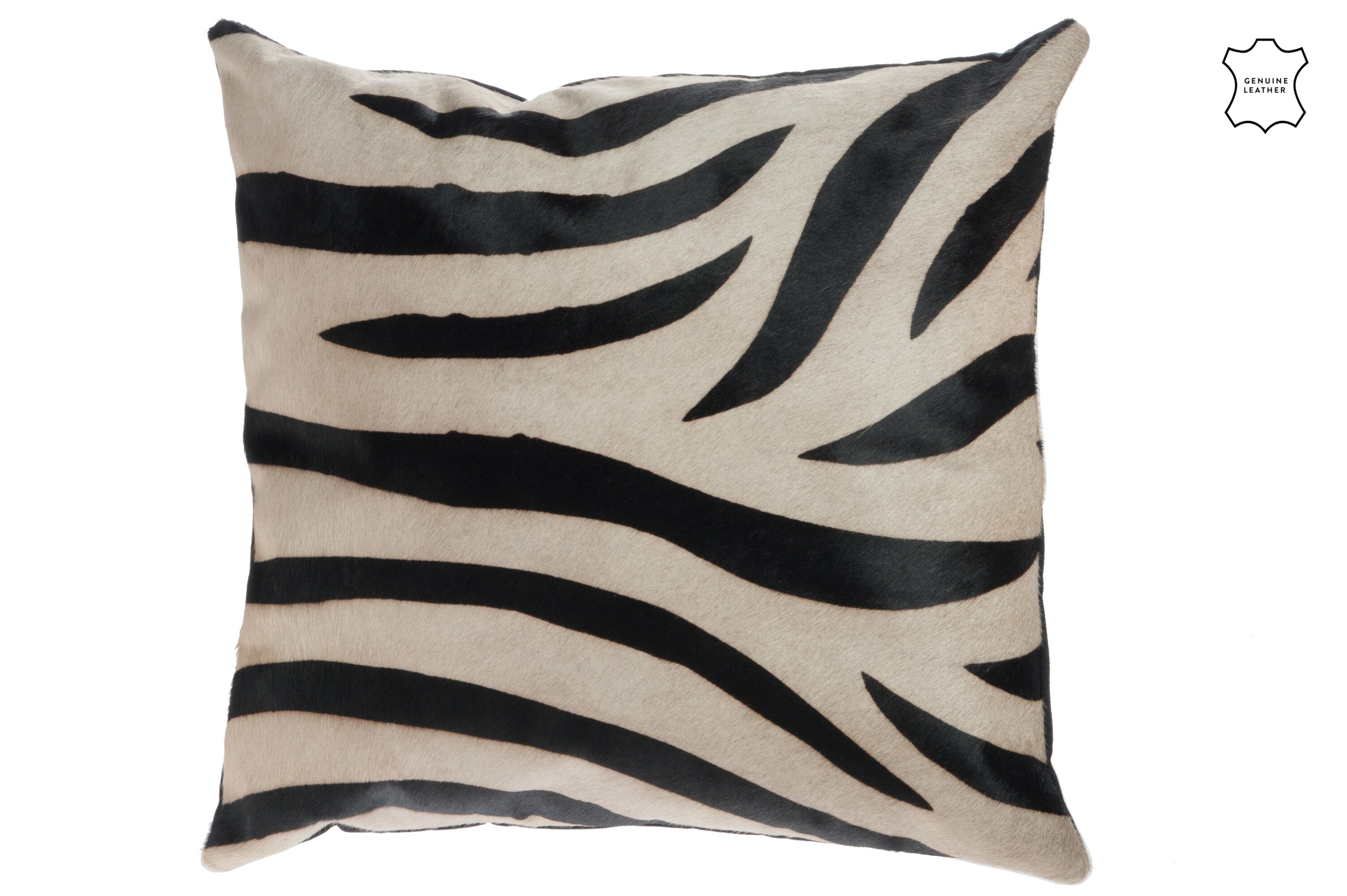 J-Line Kussen Zebra Leder/Canvas Zwart