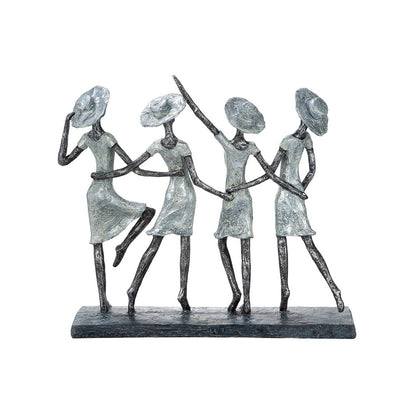 Polysculptuur &quot;4 Dames&quot; antiek zilver