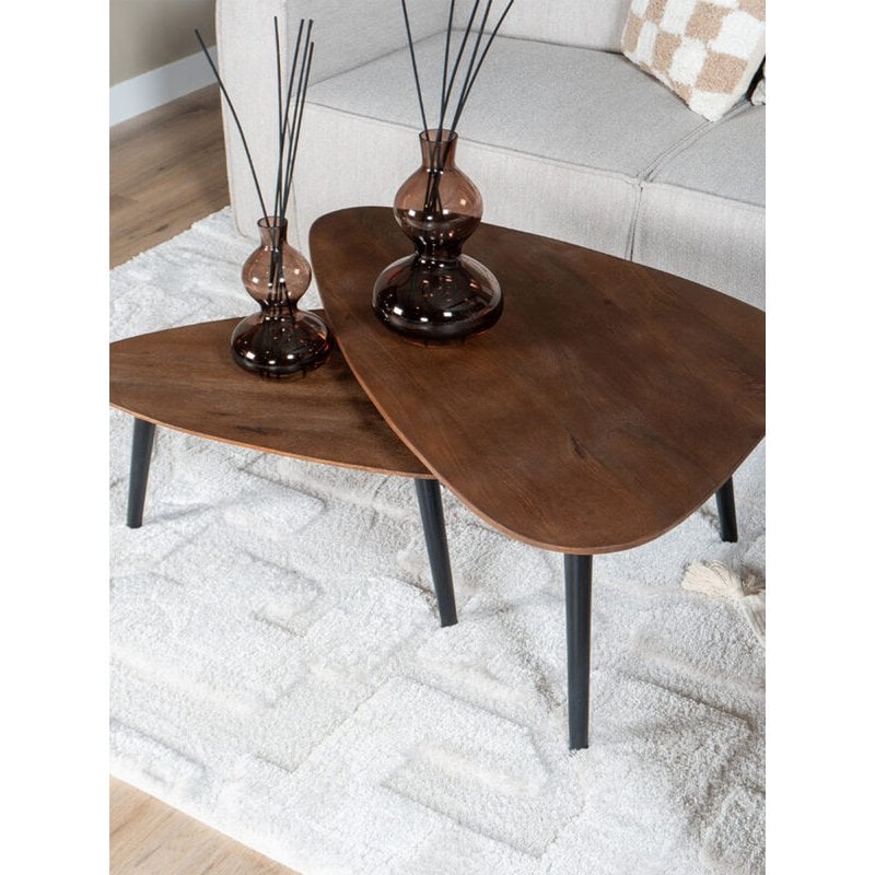 Salontafel Jamal – Espresso Mangohout – Set van 2