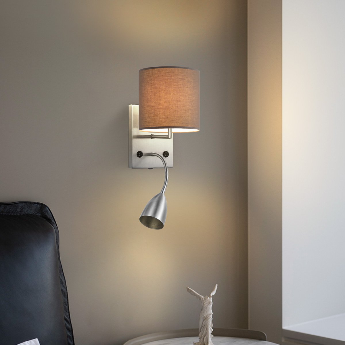 Wandlamp - Read, LED Leeslamp, E27, antraciet 16cm