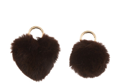 Sleutelhanger Bal/Hart Acryl Rood/Bruin Assortiment Van 2