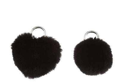 Sleutelhanger Bal/Hart Acryl Zwart Assortiment Van 2