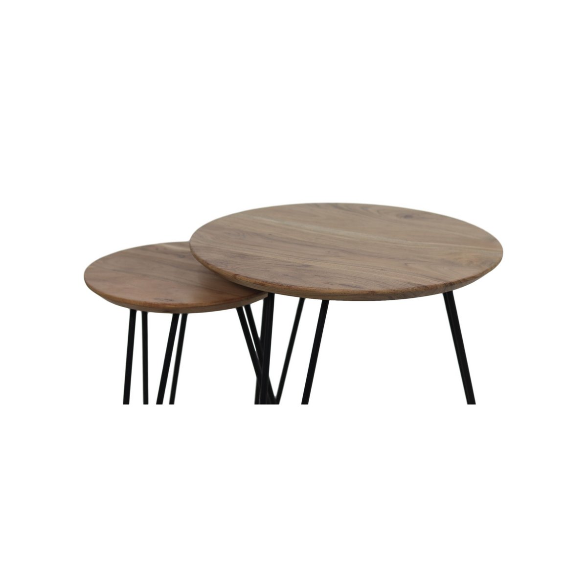 Swiss Edge Round Table set van 2 - ø60 - acaciahout/ijzer