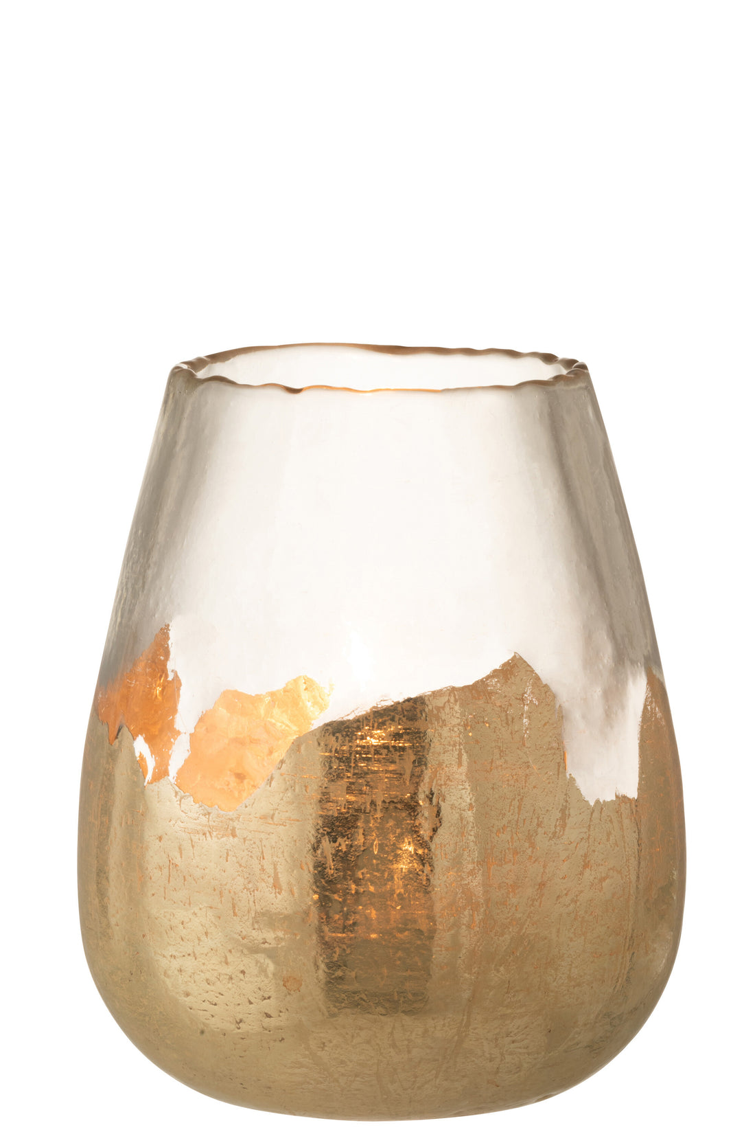 J-Line Theelichthouder Zoe Rond Glas Goud Large