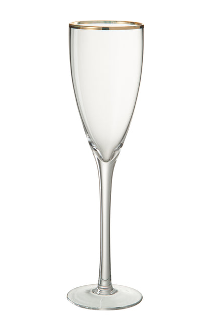 J-Line Champagneglas Gouden Rand Glas Transparant/Goud