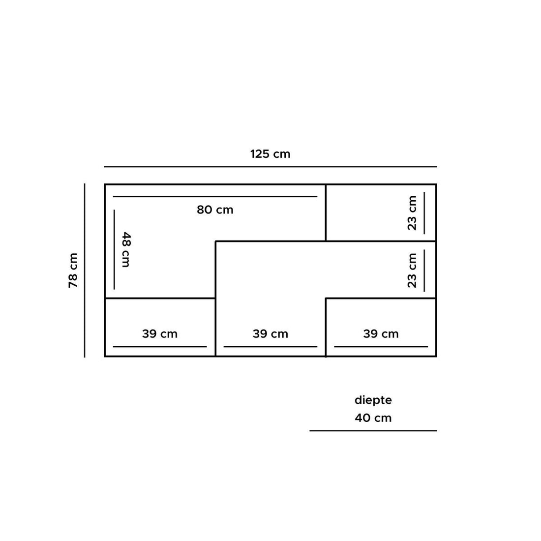 Dressoir Huub Zwart Mangohout 125 cm