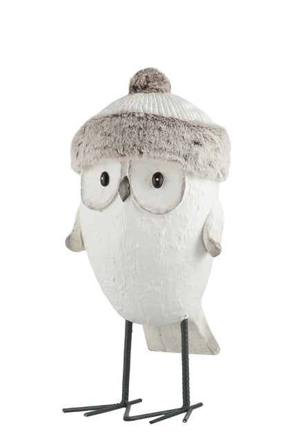 J-Line Uil Muts Winter Magnesia Wit/Grijs Large