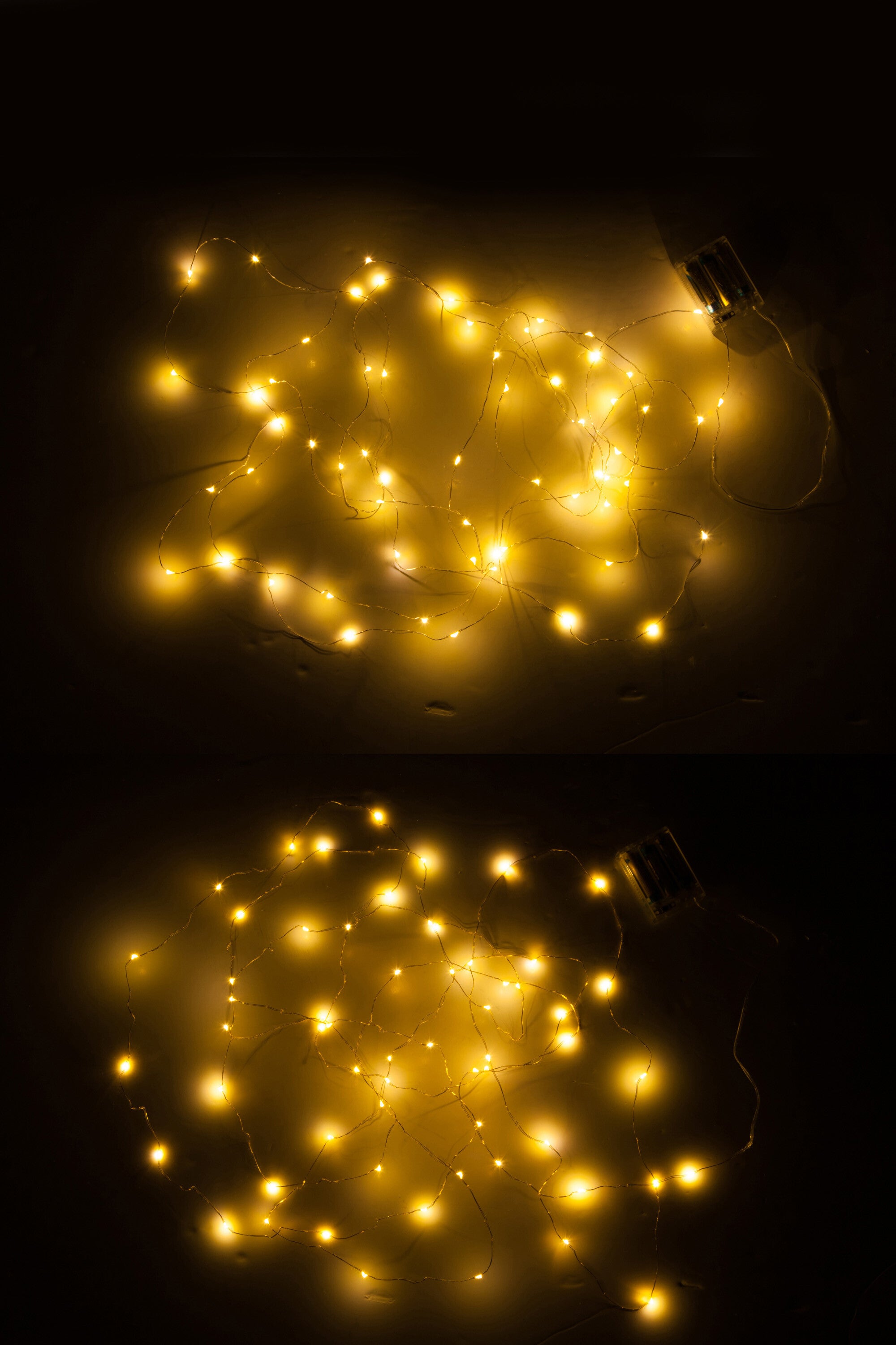 Cadeaubox 2 Kerstverlichting Draad Goud/Zilver 60Led Warm Wit Batterij