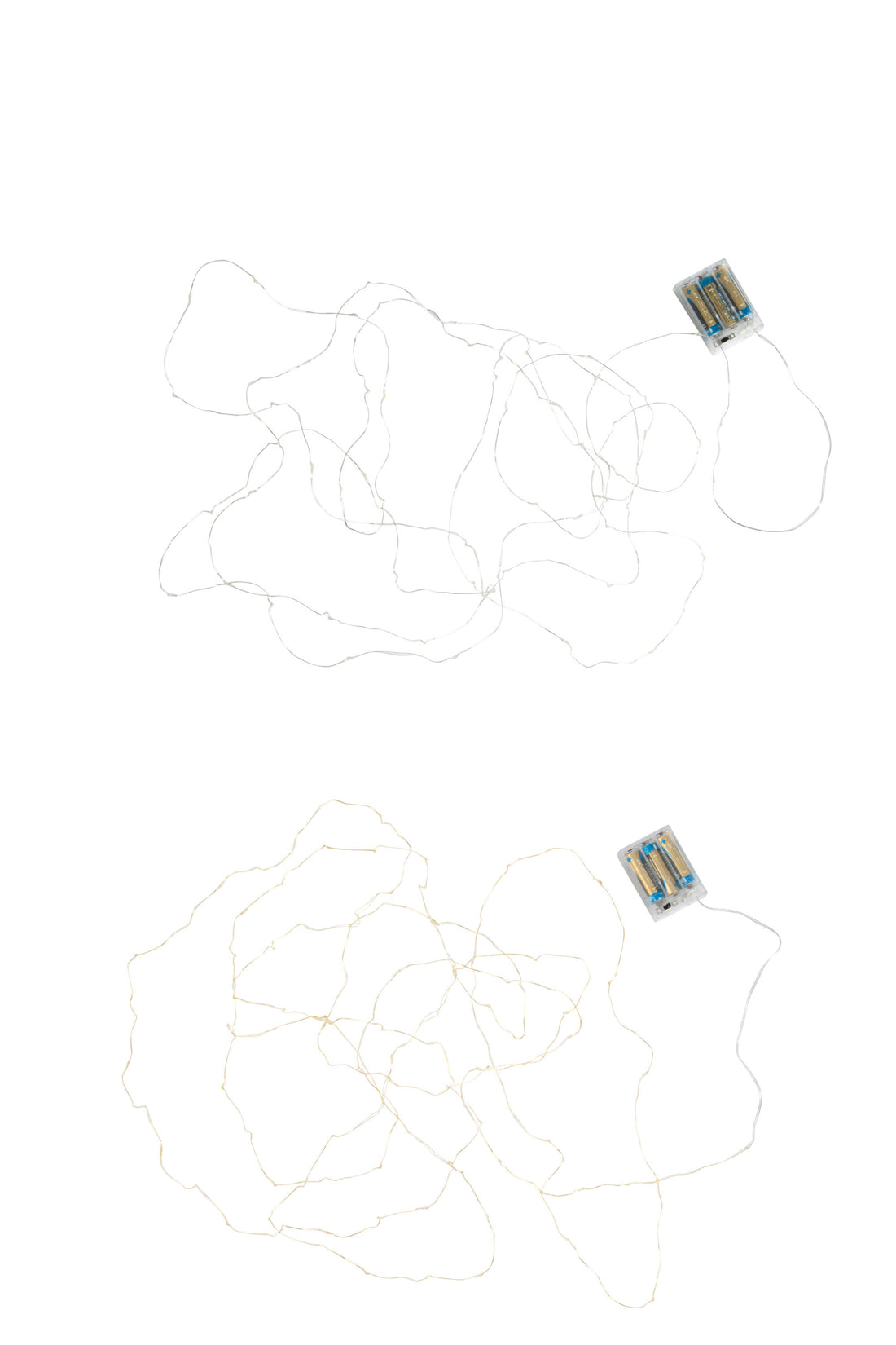 Cadeaubox 2 Kerstverlichting Draad Goud/Zilver 60Led Warm Wit Batterij