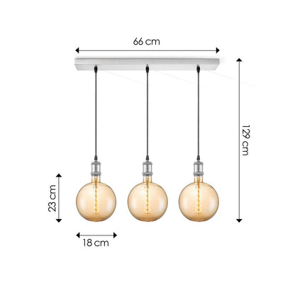 hanglamp chroom vintage - 3 LED -dimbaar E27 amber