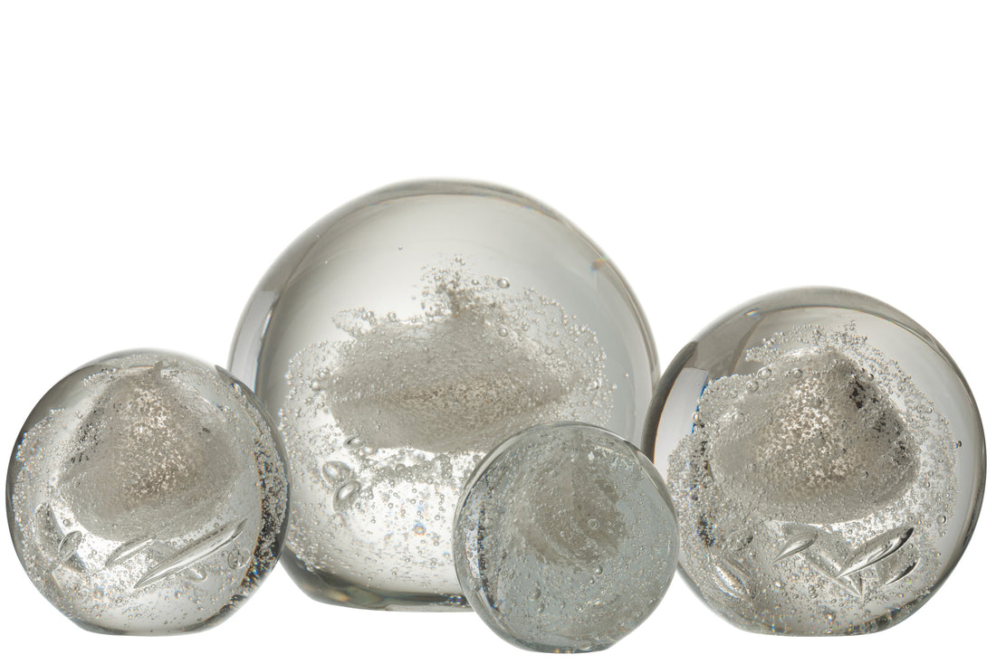 J-Line Presse Papier Bubbel Glas Zilver Extralarge