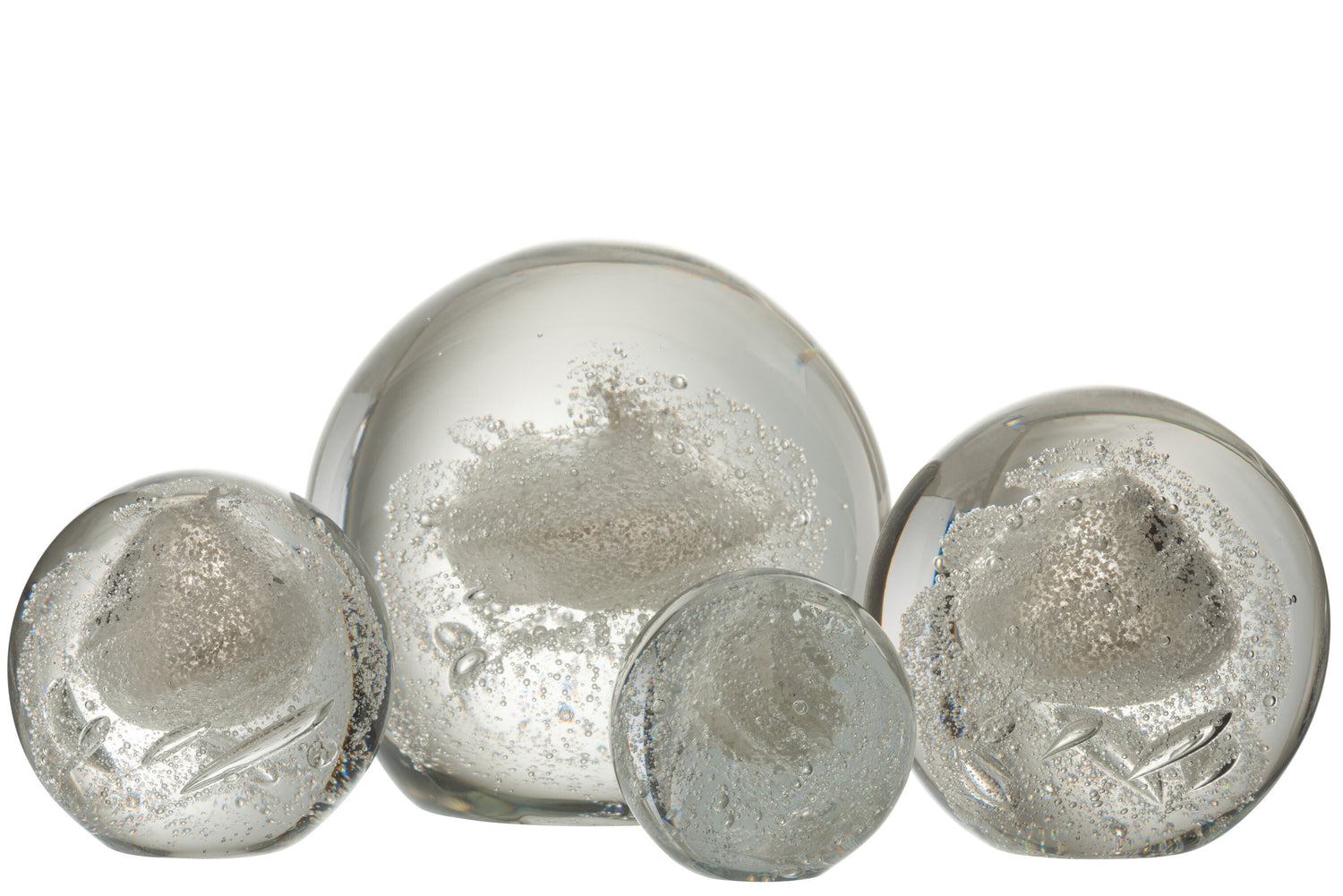 J-Line Presse Papier Bubbel Glas Zilver Extralarge