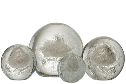 J-Line Presse Papier Bubbel Glas Zilver Extralarge