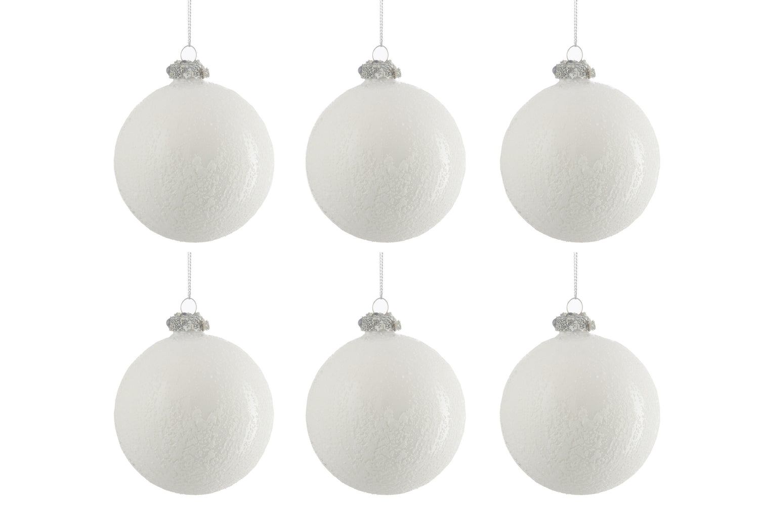 J-Line Box Of 6 Christmas Bauble Glass Antique White