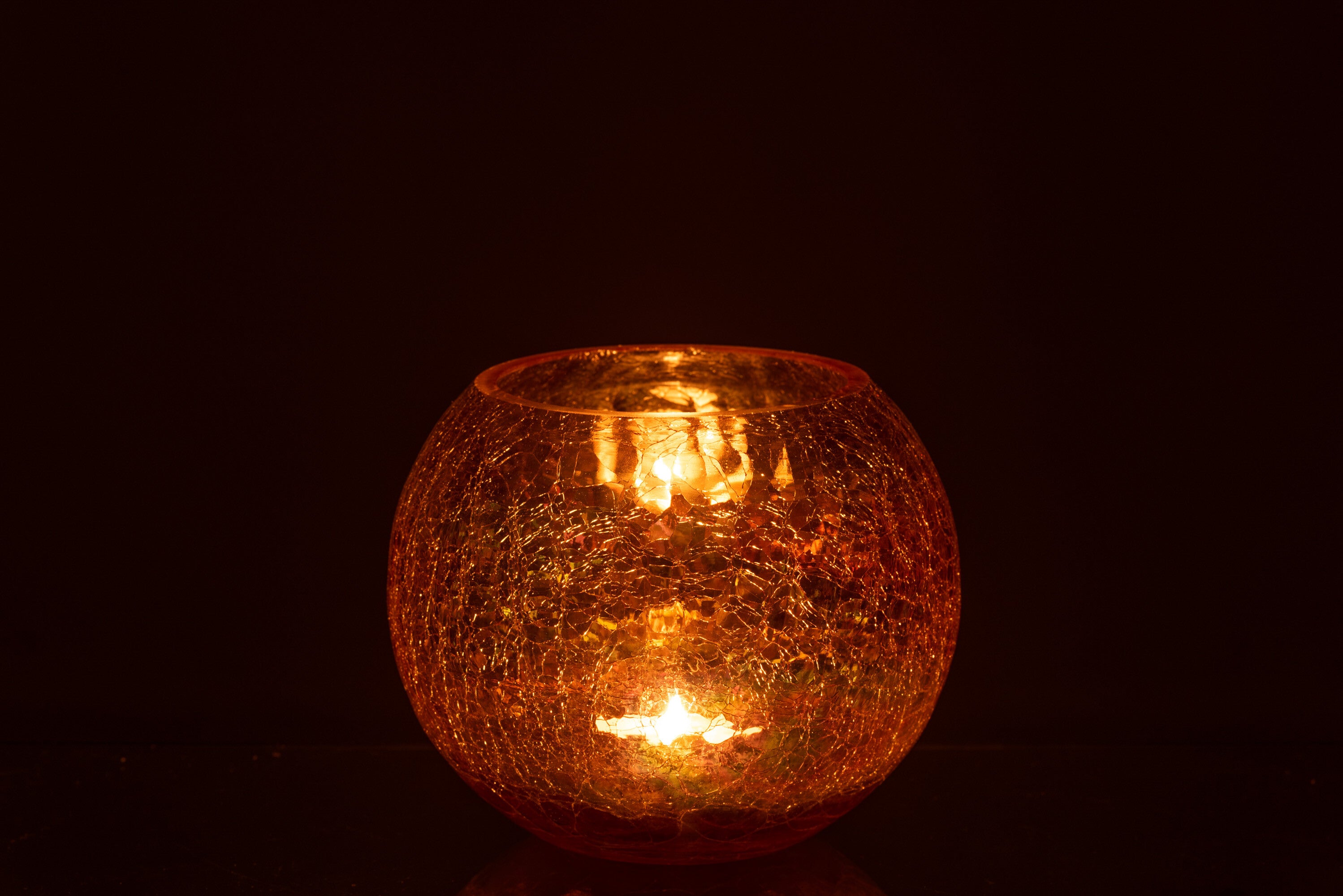 Orkaan Lichtbal Craquelure Glas Parel Effect Amber Groot