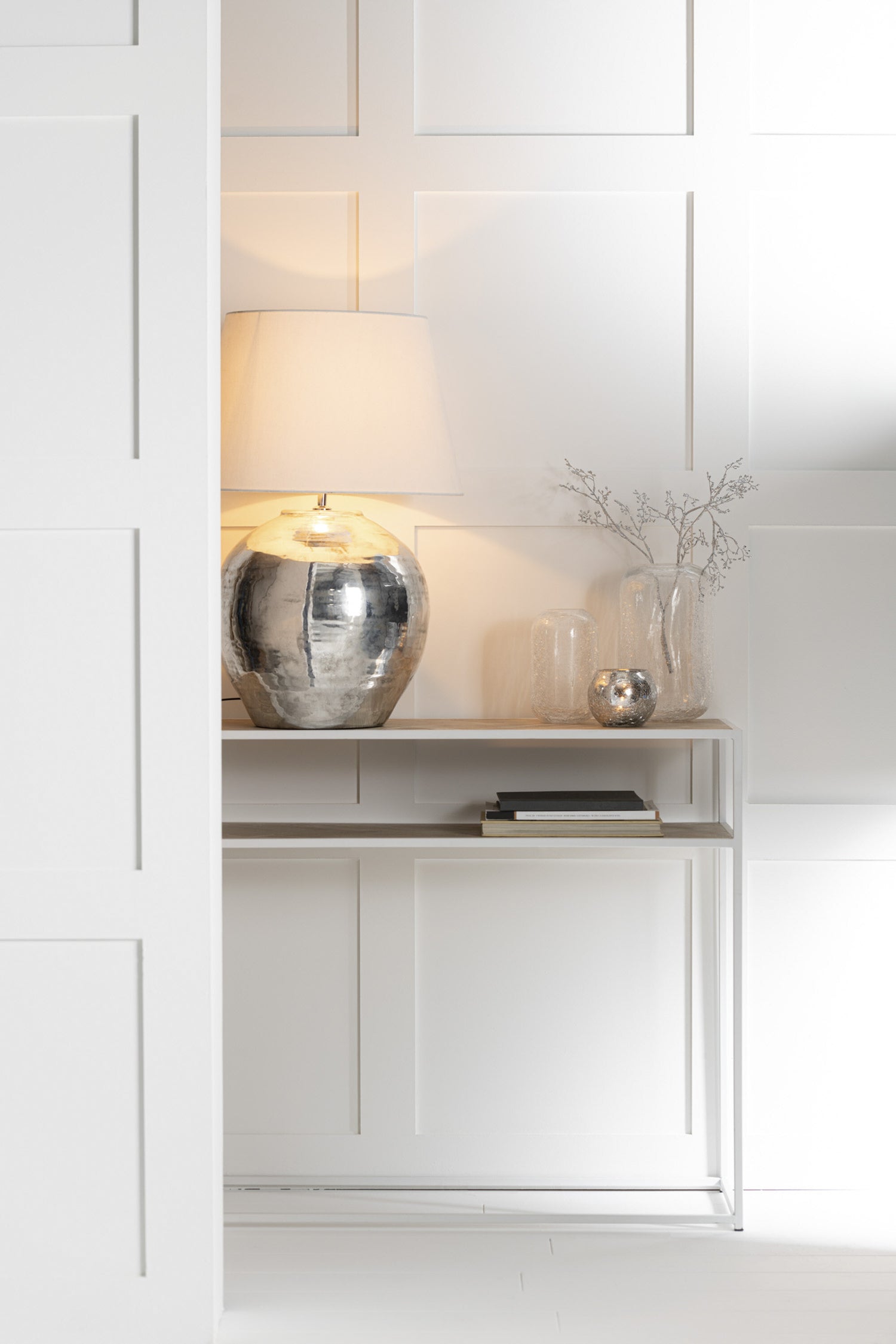 Orkaan Lichtbal Craquelure Glas Zilver Klein