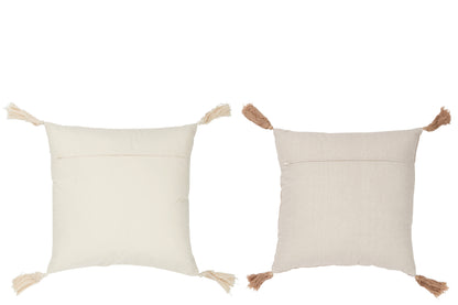 Kussenkwast Katoen Beige/Wit Assortiment Van 2