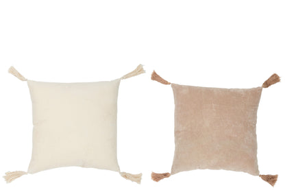 Kussenkwast Katoen Beige/Wit Assortiment Van 2