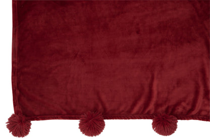 Plaid Pompom Polyester Rood