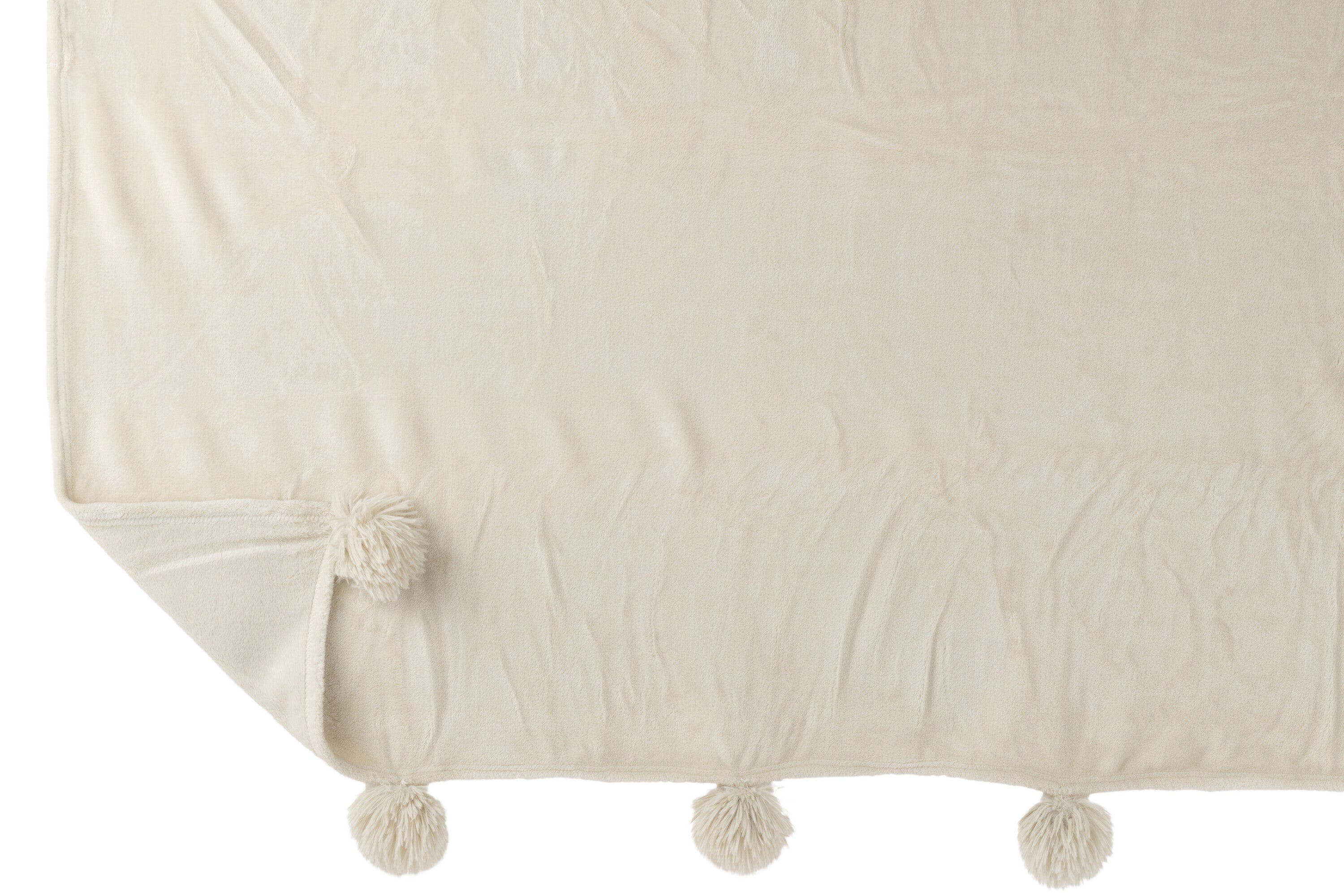 Plaid Pompom Polyester Beige/Mint