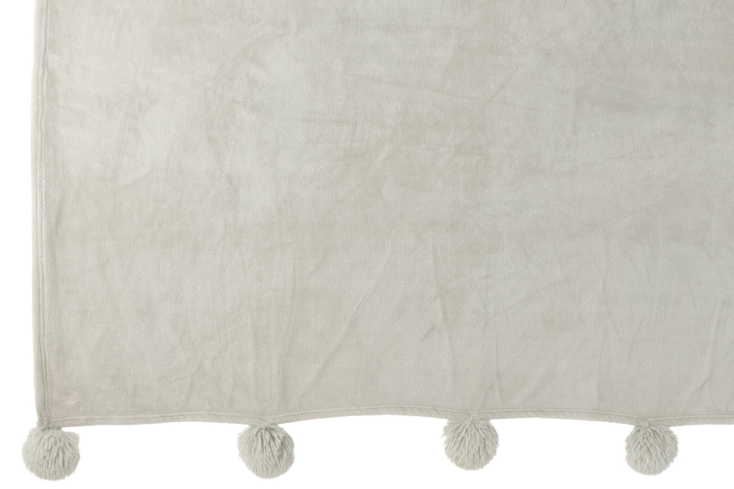 Plaid Pompom Polyester Lichtgrijs