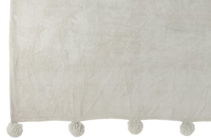 Plaid Pompom Polyester Lichtgrijs