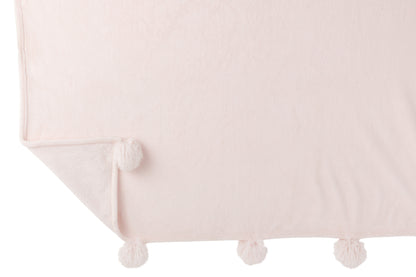 J-Line Plaid Pompom - polyester - lichtroze - 170 x 130 cm