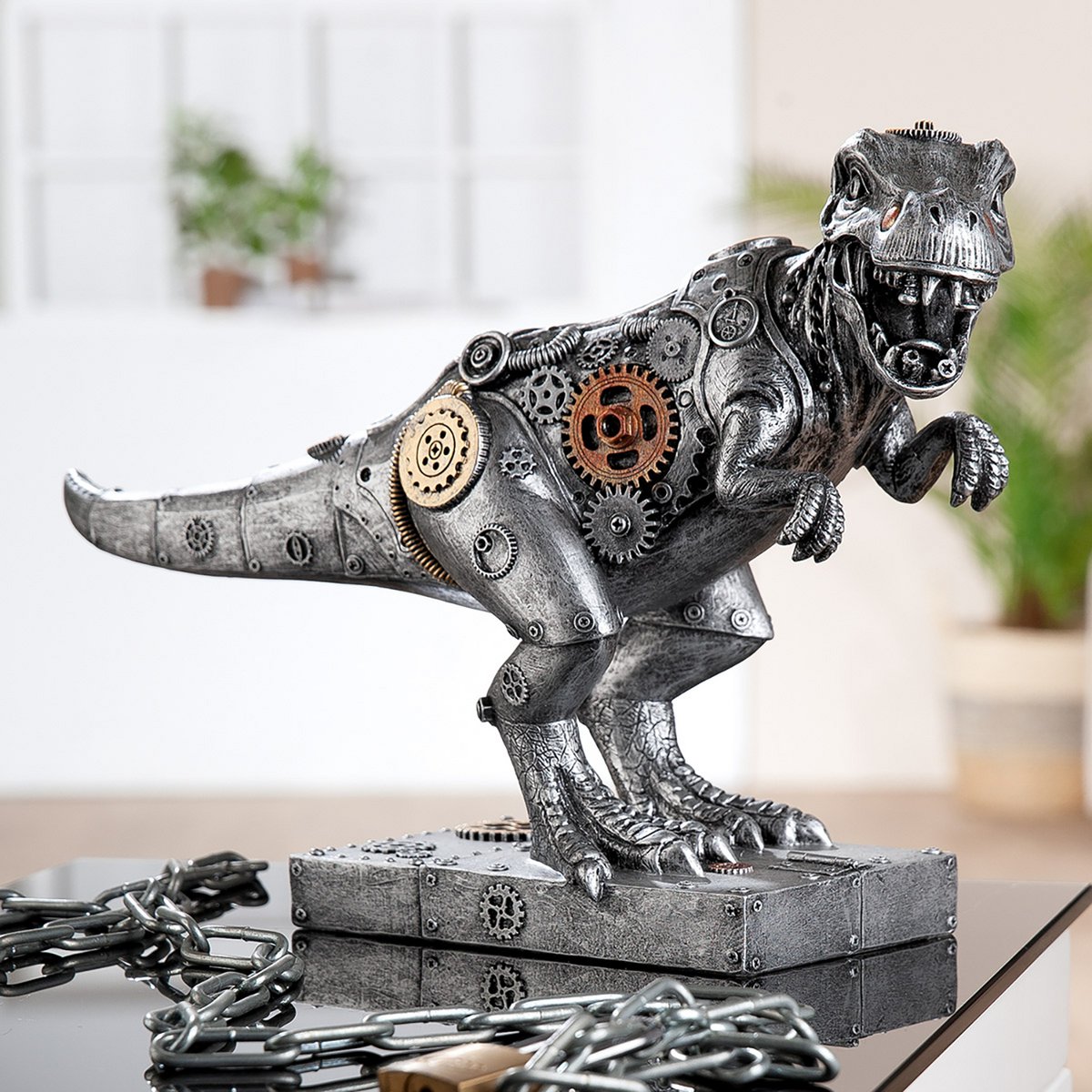 Skulptur Dino Steampunk T-Rex Dinosaurus, H.25 cm