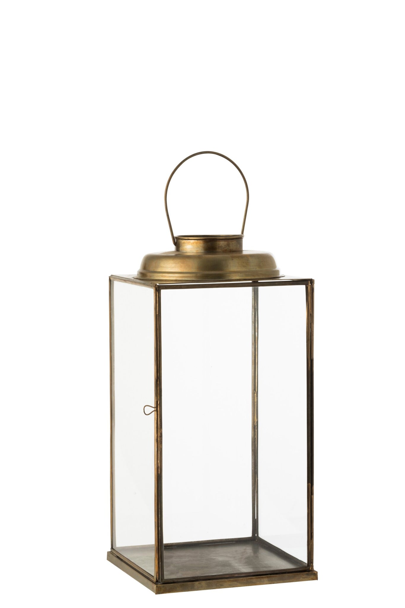J-Line lantaarn Laag Antiek - glas/ijzer - brons - small