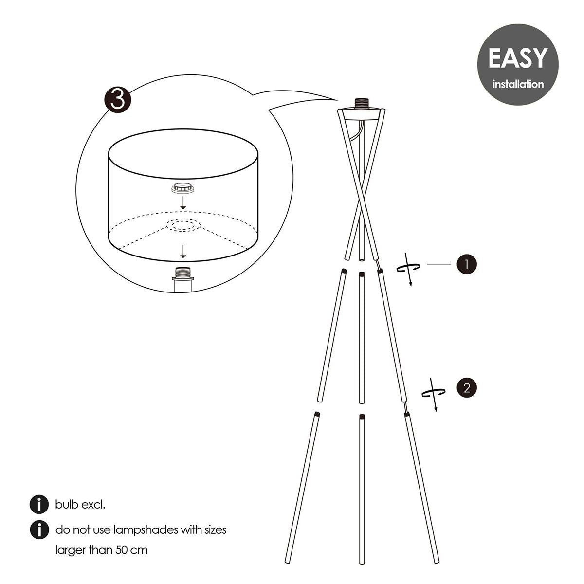 vloerlamp voet Tripod 48/48/149cm - Wit