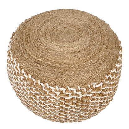 Poef jute kruk rond 50x50 cm decoratieve kruk jute naturel poef vloerkussen voetenbank