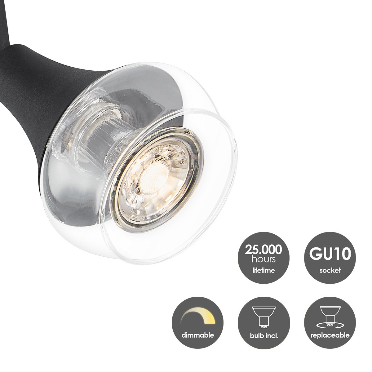 LED Opbouwspot Vaya 2 - incl. dimbare LED lamp - Zwart