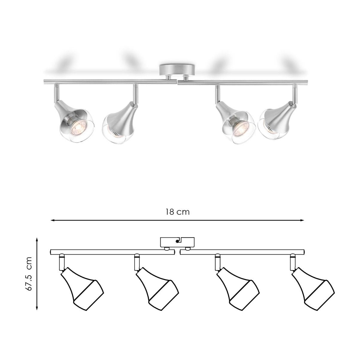 LED Opbouwspot Vaya 4 - incl. dimbare LED lamp - staal