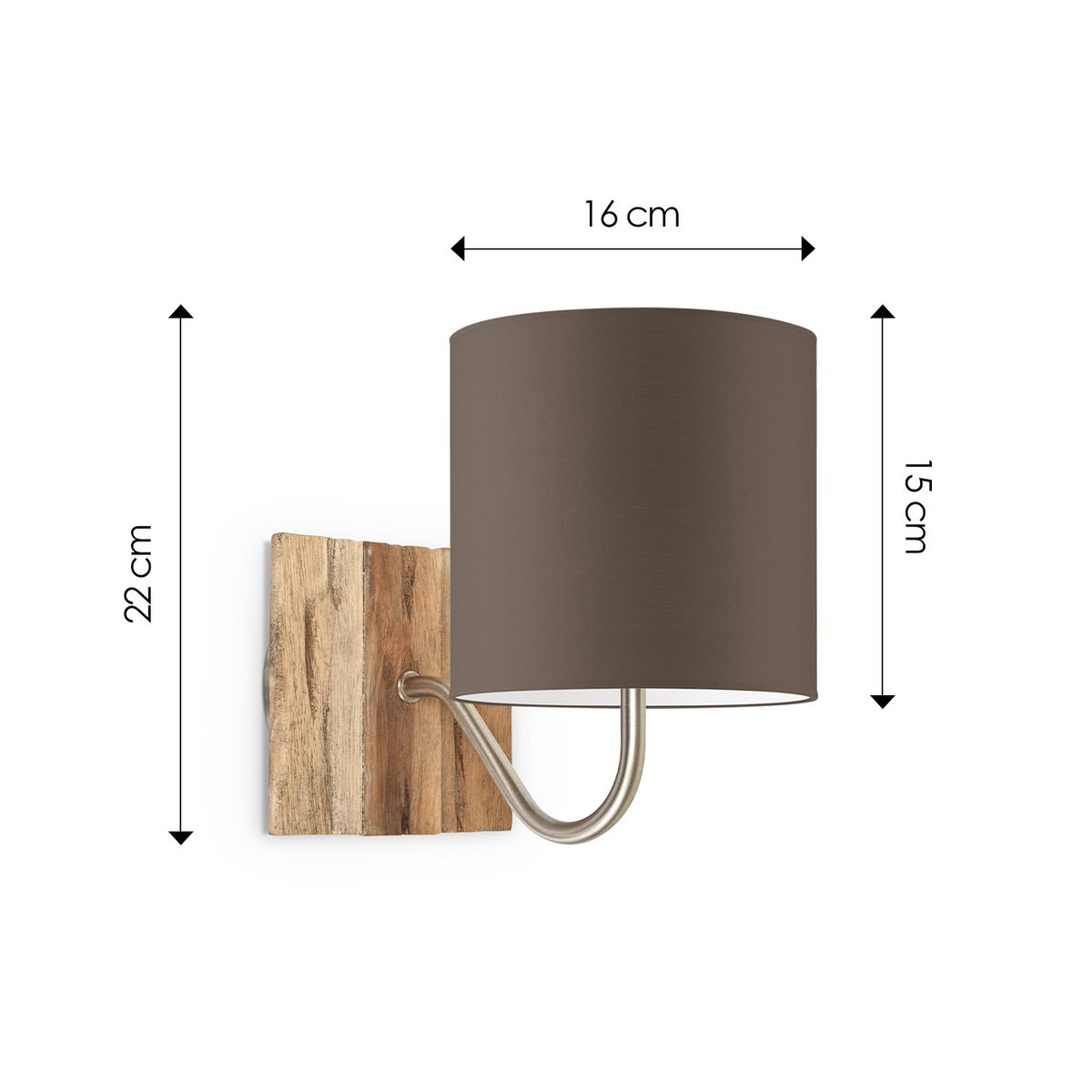 Wandlamp - Drift E27 Lampenkap taupe 16cm