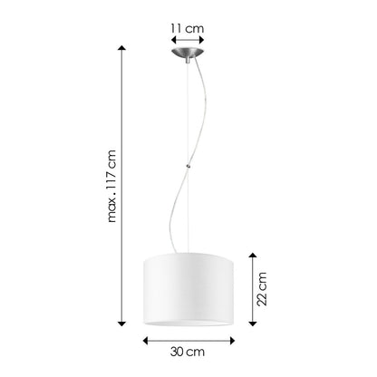 hanglamp Deluxe met lampenkap, E27, wit, 30cm