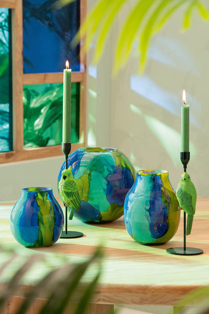 Doos met 6 tafelkaarsen lichtgroen -13H