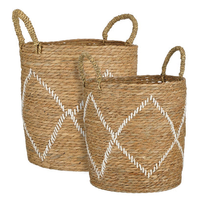 Opbergmand - Set van 2 - H49 x Ã˜38 cm - Zeegras - Bruin