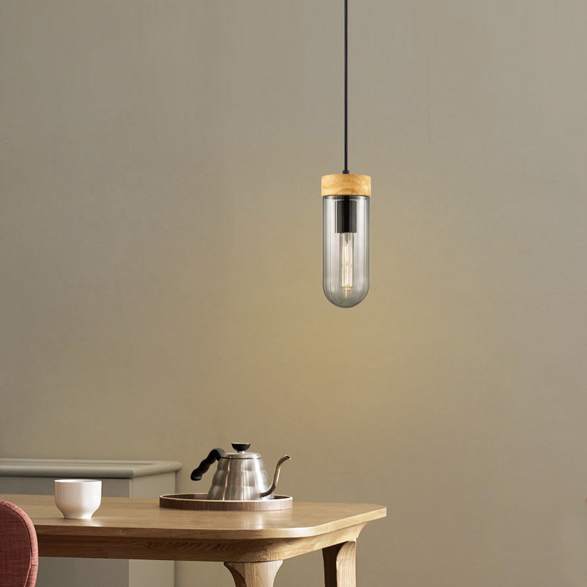 Hanglamp Capri - rook glas - 10x10x132cm