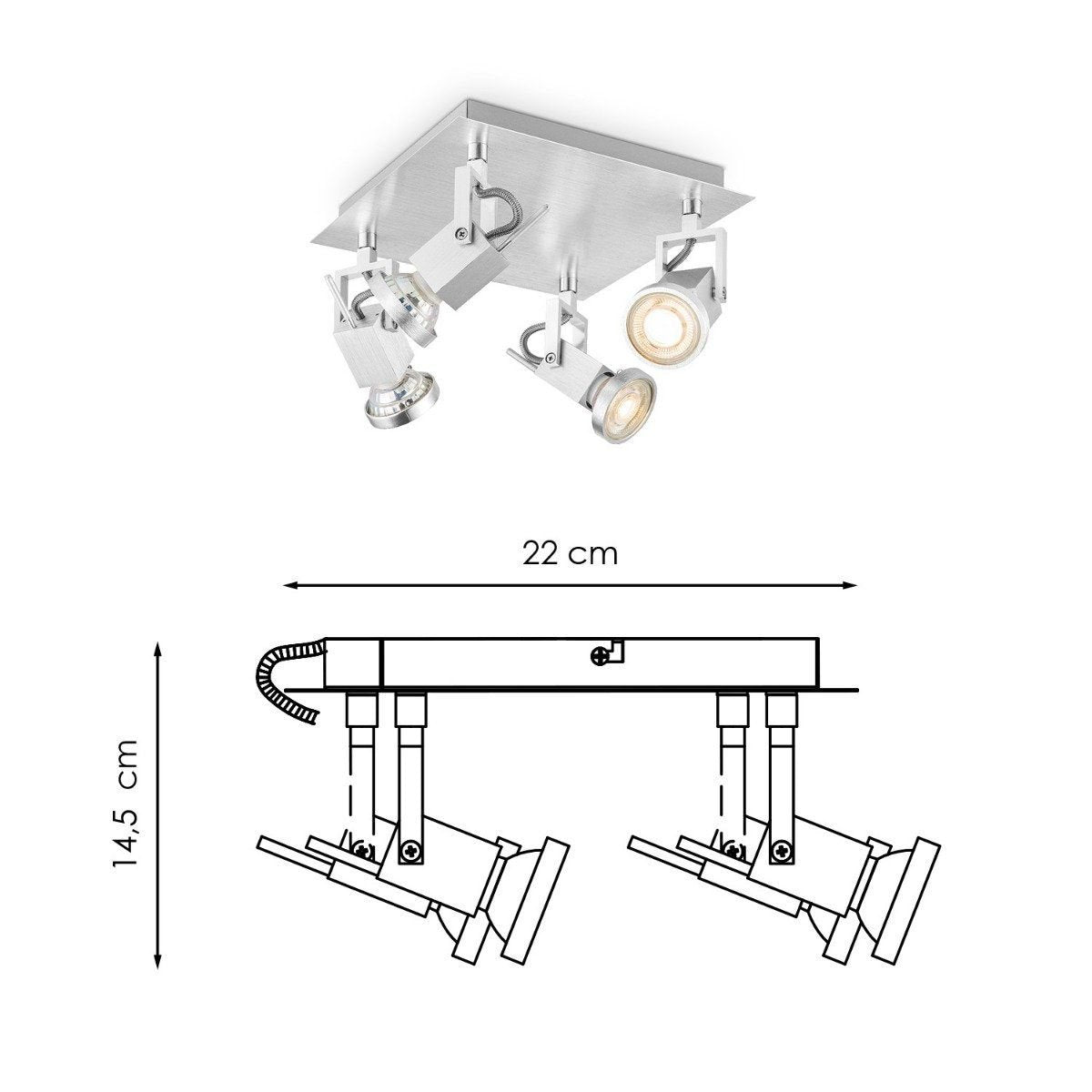 Opbouwspot Cali V4 - incl. dimbare LED-lamp - staal