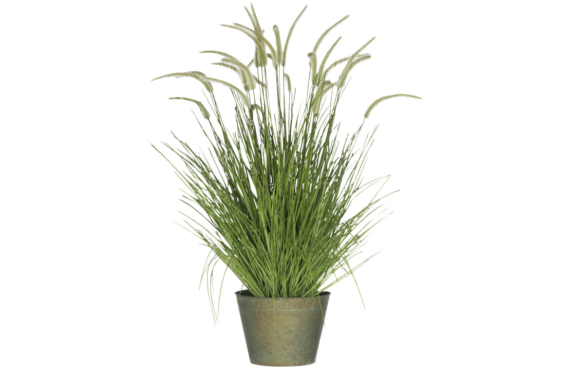 J-Line Grassen+Staarten In Pot Metaal Groen Plastiek Groen Large