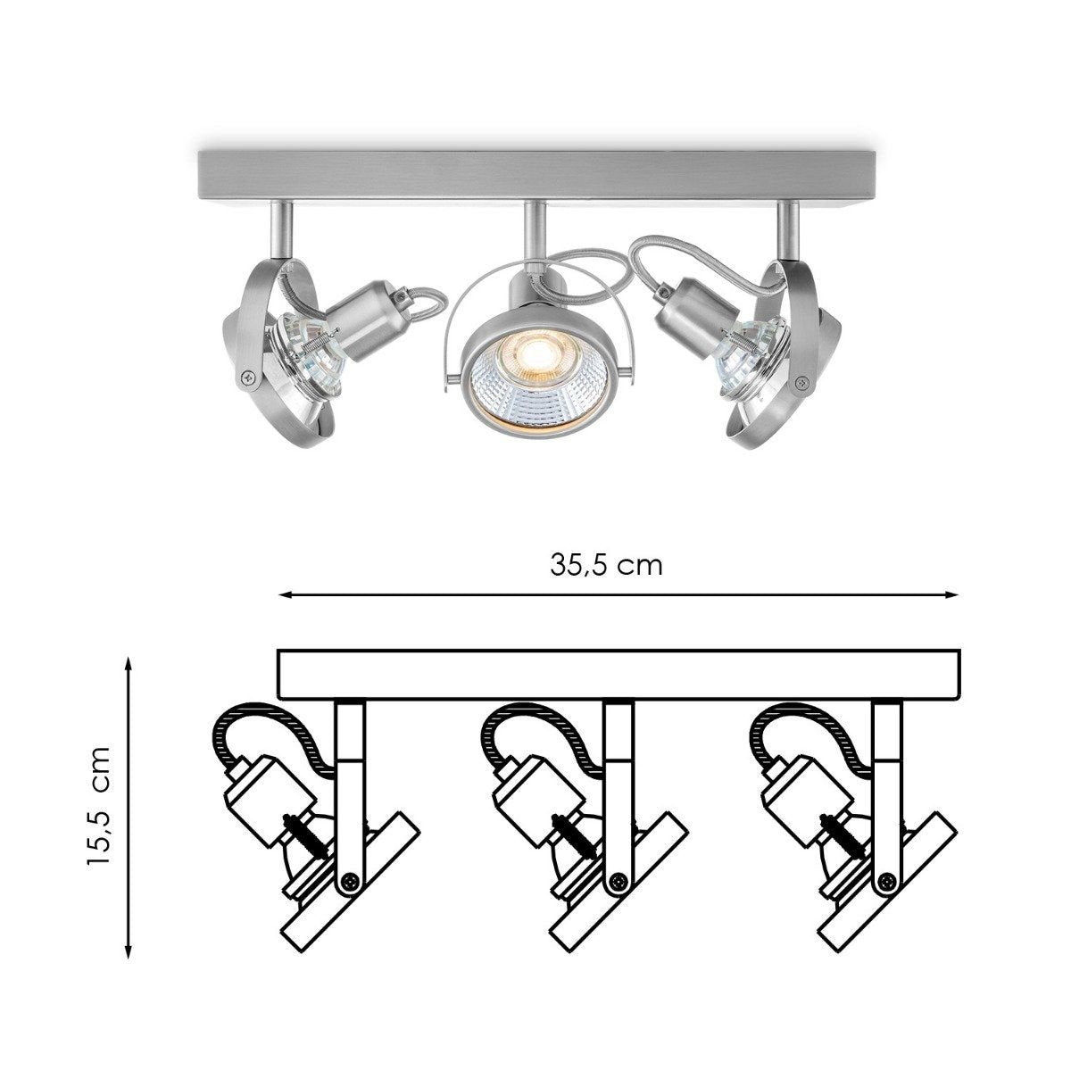 LED Opbouwspot Yaya 3 - dimbaar - geborsteld staal