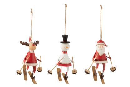 Hanger Kerstman/Rendier/Sneeuwpop Metaal Wit/Rood Assortiment Van 3