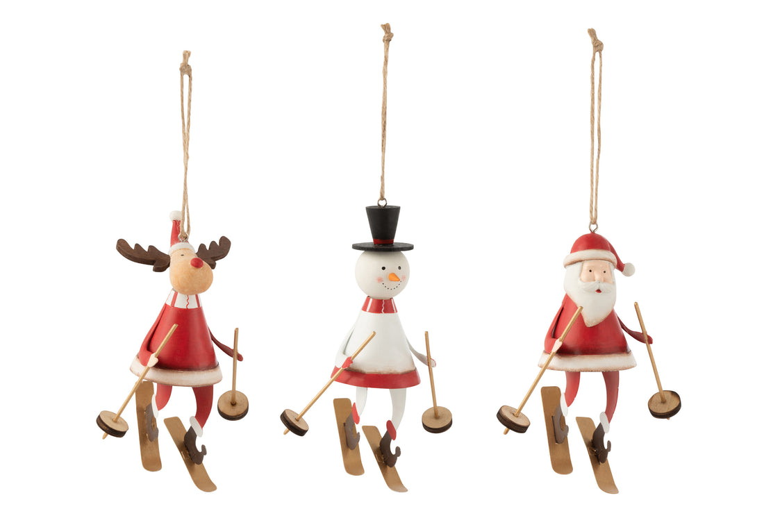 Hanger Kerstman/Rendier/Sneeuwpop Metaal Wit/Rood Assortiment Van 3